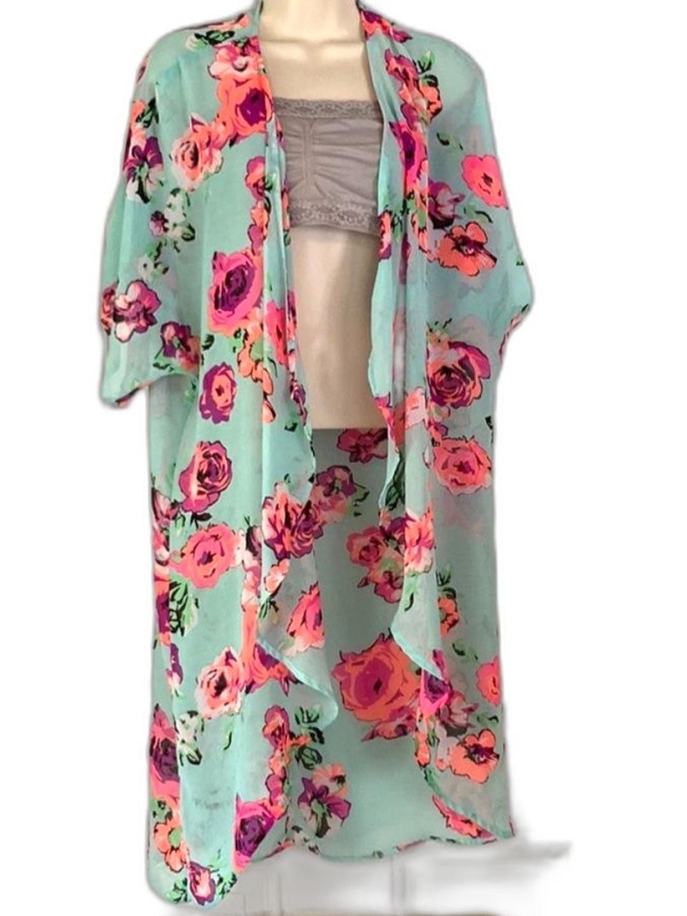 Ocean Pacific | Floral Kimono Swim Cover Large